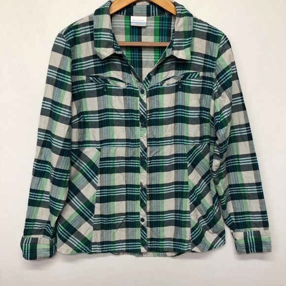 Columbia Women Long Sleeve Button Up Shirt Blouse Top Size Large Plaid M135 -1 - Picture 10 of 13